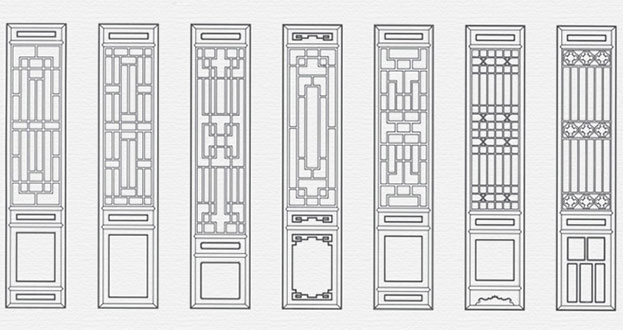 塔河常用中式仿古花窗图案隔断设计图